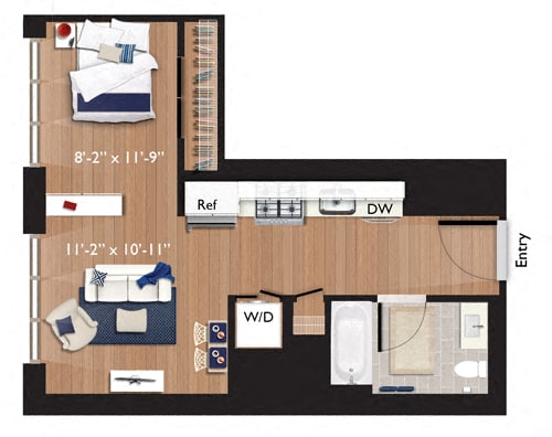Studio floor plan B  at Continuum, White Plains, New York
