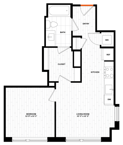 Floor Plan  1 bedroom 1 bathroom Floor plan at Altaire, Arlington