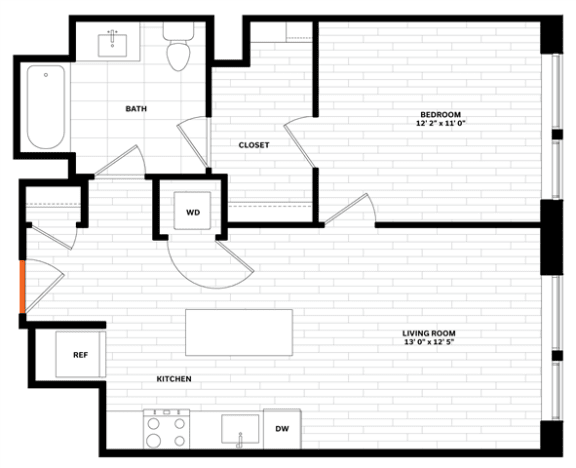Floor Plan  1 bedroom 1 bathroom Floor plan G at Altaire, Virginia, 22202