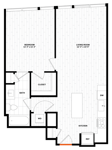 1 bedroom 1 bathroom Floor plan M at Altaire, Virginia