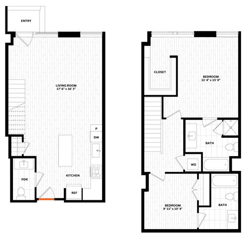 2 bedroom 2 bathroom Floor plan X at Altaire, Virginia