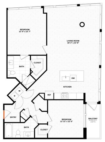 2 bed 2 bathroom Floor plan G at Altaire, Arlington, 22202