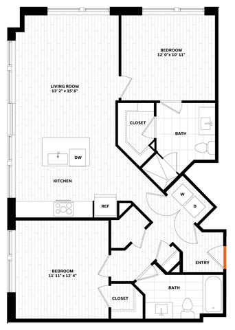 2 bedroom 2 bathroom Floor plan O 2 bedroom 2 bathroom Floor plan O at Altaire, Arlington, VA