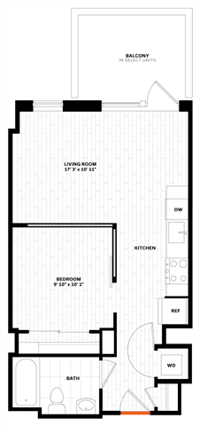 Studio 1 bathroom floor plan C at Altaire, Arlington, 22202