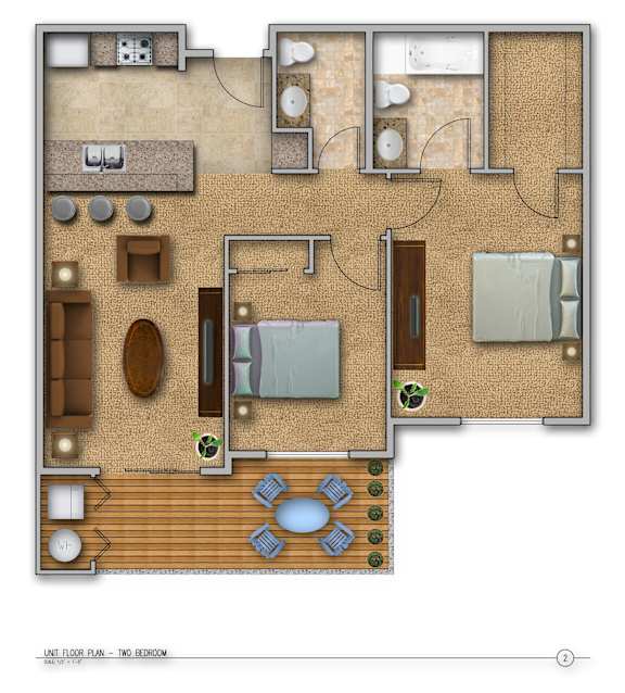 2 bedroom Floor Plan at The Villas 55+ II Hesperia, Hesperia, 92660
