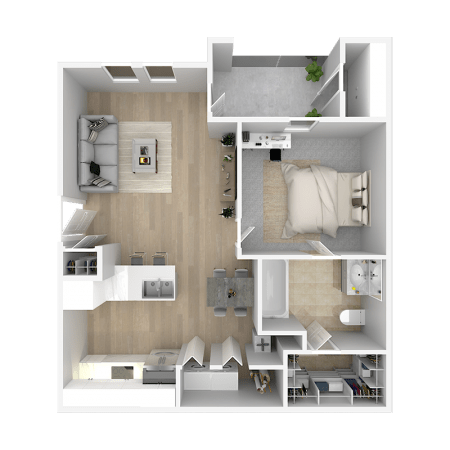 1 bed 1 bath floor plan at The Azul Apartment Homes, Oxford