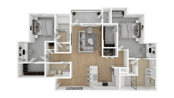3 bed 2 bath A floor plan at The Azul Apartment Homes, Mississippi, 38655