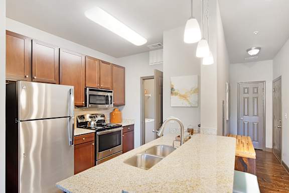 Stainless steel appliances at Audubon Park Apartment Homes in Zachary, LA
