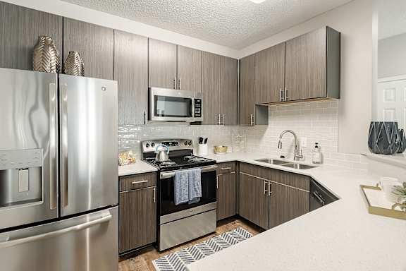 Stainless steel appliances at Lagniappe of Biloxi Apartment Homes in Biloxi, MS