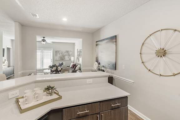 Quartz countertops at Lagniappe of Biloxi Apartment Homes in Biloxi, MS