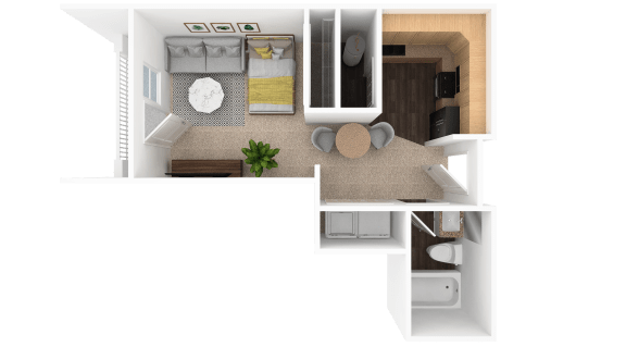 Studio | 1 Bath | 539 Sq. Ft. Platform Floor Plan at HUB of New Albany, Indiana