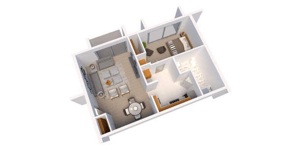 Floor Plan  1 Bed 1 Bath 680 Sq.Ft. Floor Plan at Arbor Pointe Townhomes, Battle Creek