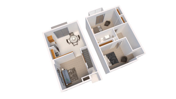 Floor Plan  2 Bedroom 1 Bathroom 960 Sq.Ft. Floor Plan at Arbor Pointe Townhomes, Battle Creek, 49037-2040