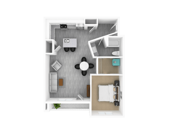 1 Bedroom 1 Bathroom, 935 sq ft,  Banyan Floorplan at The Whit in Indianapolis, IN 46204