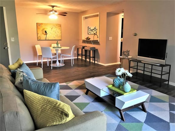 Spacious modern living room at Camelot East Apartments, Fairfield, OH
