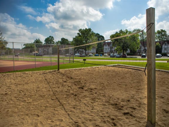 Outdoor sand volleyball court at Camelot East Apartments, Fairfield, 45014