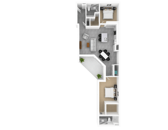2 Bed 2 Bath, 1,431 sq ft, Cedar Floorplan at The Whit in Indianapolis, IN 46204