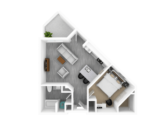 1 Bedroom 1 Bathroom, 739 sq ft, Cherry Blossom II Floorplan at The Whit in Indianapolis, IN 46204