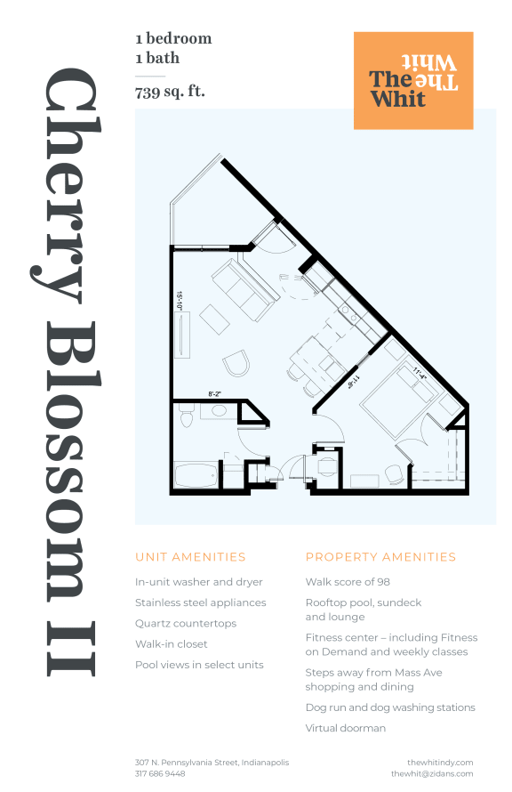 Cherry Blossom II Floor Plan at The Whit Apartments, Indianapolis, Indiana