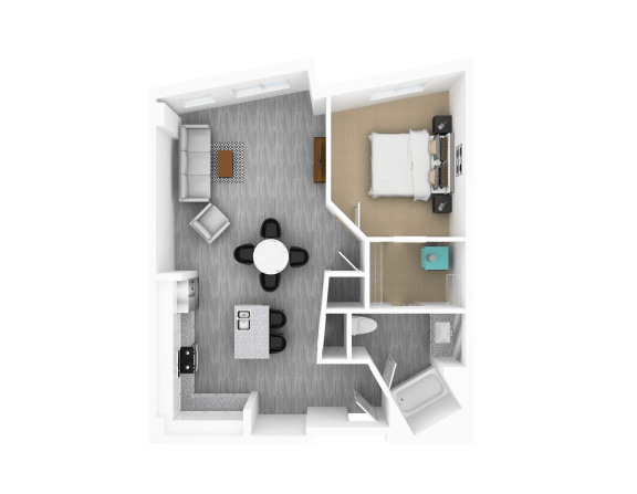 1 Bedroom 1 Bathroom, 910 sq ft, Hackberry Floorplan at The Whit in Indianapolis, IN 46204