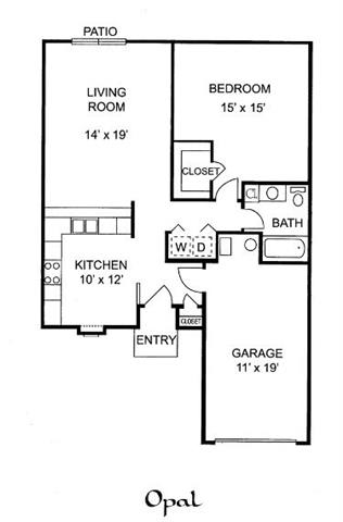 Opal 1 Bedroom 1 Bathroom Duplex, 863 sq. ft., at Barton Farms Apartments and Duplexes in Greenwood, IN 46143