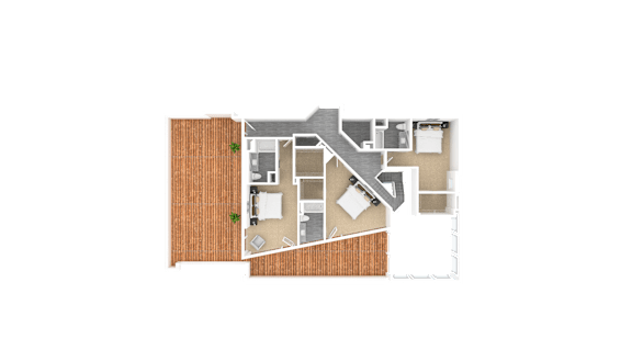Luxury 3 Bed 3.5 Bath, 1,620 sqft, 3D Floorplan at The Whit in Indianapolis, IN 46204