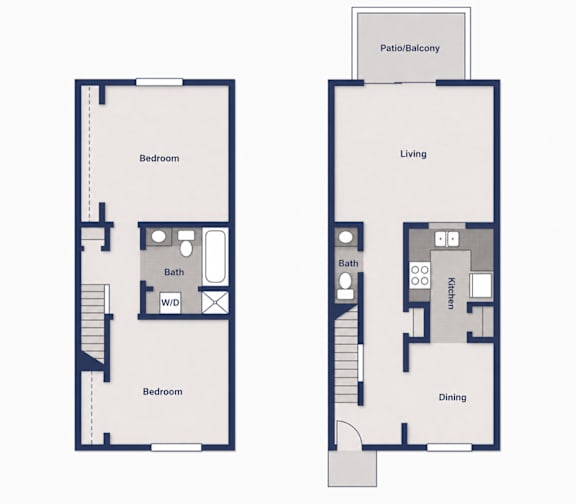 A floor plan of a two bedroom apartment with a living room, kitchen, dining room, and bathroom.