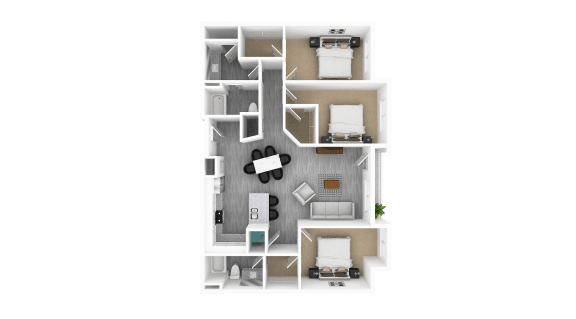 3 Bed 2 Bath, 1,565 sq ft, Maple Floorplan at The Whit in Indianapolis, IN 46204