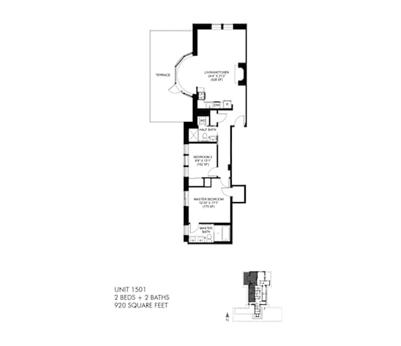 The Penthouse 920 SQFT 2D View at Park Heights by the Lake Apartments, Illinois, 60649