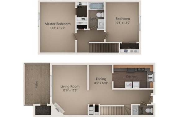 Floor Plan  The Spruce Townhome at Camelot East Apartments, Fairfield, OH