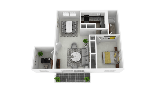 Floor Plan  1 bedroom, 1 bathroom plus den at Olde Towne Apartments in Middletown, OH
