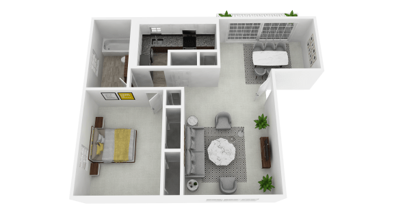 Floor Plan  Spacious 1 Bedroom, 1 Bathroom at Olde Towne Apartments in Middletown, OH
