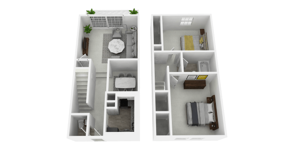 Floor Plan  Two Bedroom, One and a Half Bathroom at Olde Towne Apartments in Middletown, OH