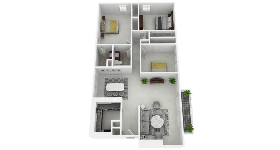 Floor Plan  Spacious 3 bedroom, 2 bathroom flat apartment at Olde Towne Apartments in Middletown, OH