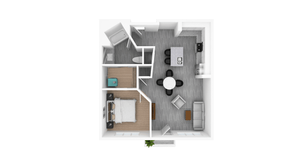 Luxury 1 Bedroom 1 Bathroom, 908 sqft, 3D Floorplan at The Whit in Indianapolis, IN 46204
