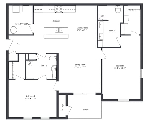 B1 Floor Plan at The Village at Sandstone Apartments, Greenwood