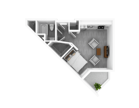 Studio, 504 sq ft, Sassafras Floorplan at The Whit in Indianapolis, IN 46204