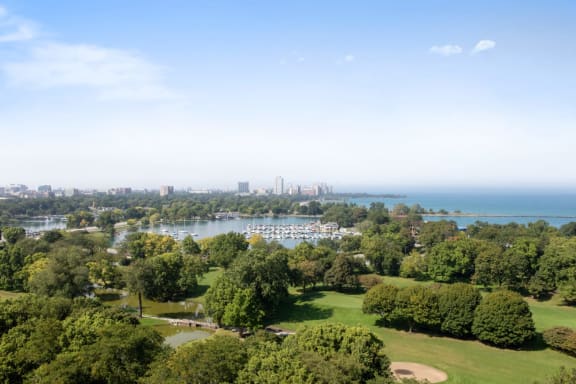 Aerial Community View at Park Heights by the Lake Apartments, Chicago, 60649