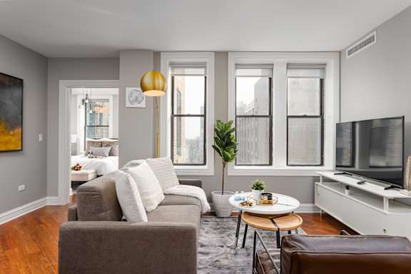 Spacious Living Area at Somerset Place Apartments, Chicago, Illinois