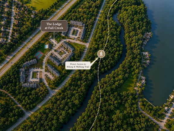 A map shows the way to The Lodge at Fall Creek.
