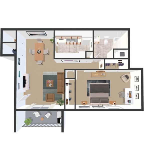 1BD 1 BA GARDEN Floor Plan at Crestview at Louisville Apartments, Louisville, 40217