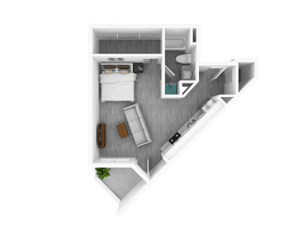 Studio, 739 sq ft, Walnut II Floorplan at The Whit in Indianapolis, IN 46204