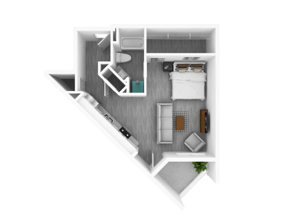 Studio, 698 sq ft, Walnut I Floorplan at The Whit in Indianapolis, IN 46204