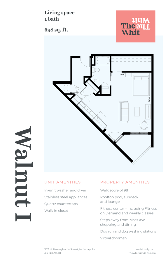 Walnut I Floor Plan at The Whit Apartments, Indianapolis, 46204
