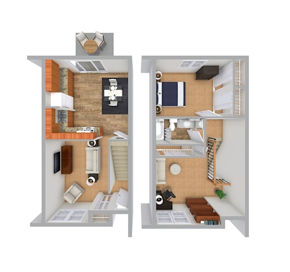 Floor Plan  One Bedroom Townhome 960 Sq.Ft. Floor Plan at Arbor Pointe Townhomes Battle Creek, MI