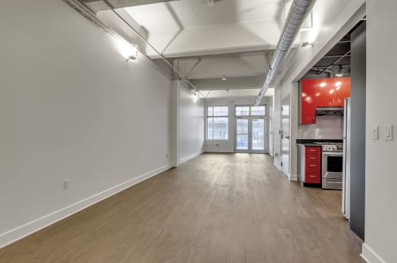 Bright Living Room at The Lofts at Elk Terminal, Buffalo, NY, 14204