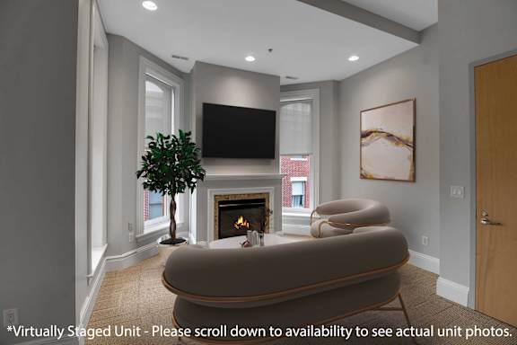 Virtually Staged Example of a 2 Bedroom 2 Bath unit at Granite Works