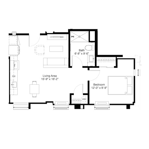 Floor Plan  A2 Floor Plan at The Jones Tower at the Collective, Pittsburgh, PA