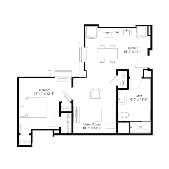 Floor Plan  A3 Floor Plan at The Jones Tower at the Collective, Pittsburgh, 15203