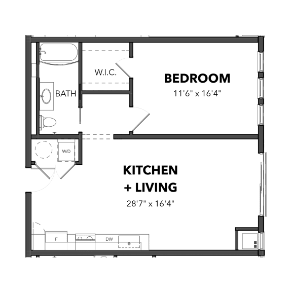 A5 1 Bed 1 Bath Floor Plan at Bakery Living, Shadyside, Pittsburgh